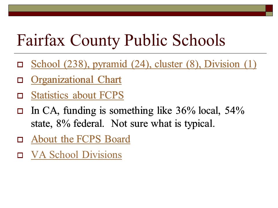 Fairfax County Public Schools Organizational Chart