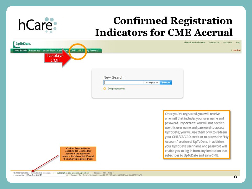 Confirmed Registration Indicators for CME Accrual Displays CME 6