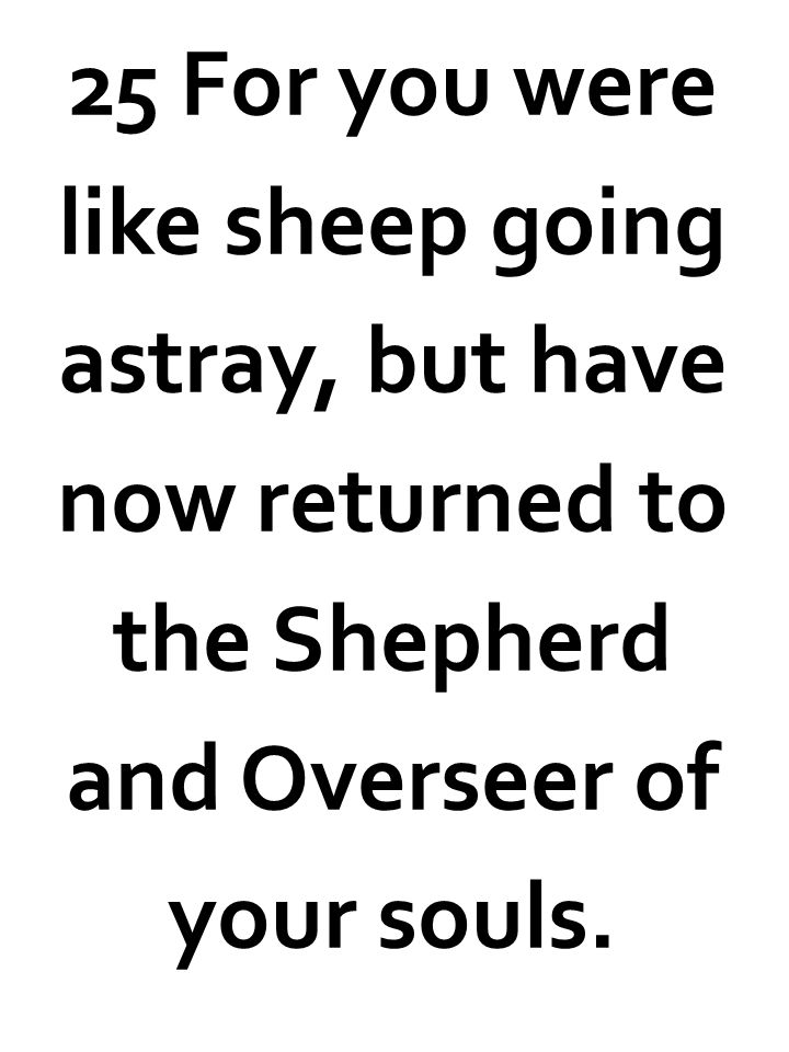 25 For you were like sheep going astray, but have now returned to the Shepherd and Overseer of your souls.