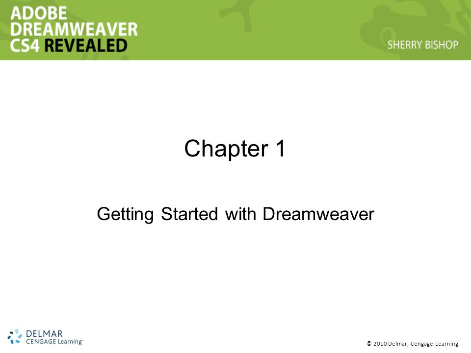 © 2010 Delmar, Cengage Learning Chapter 1 Getting Started with Dreamweaver