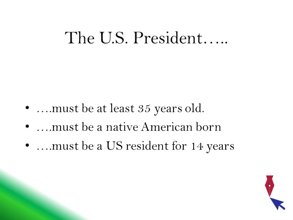 The U.S. President….. ….must be at least 35 years old.