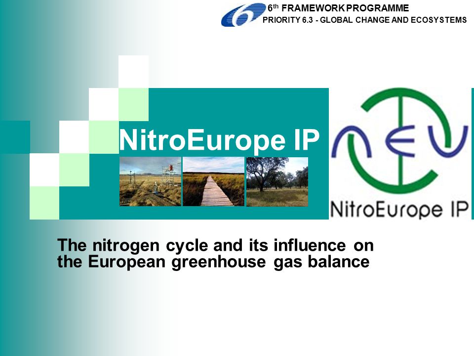 NitroEurope IP The nitrogen cycle and its influence on the European greenhouse gas balance 6 th FRAMEWORK PROGRAMME PRIORITY GLOBAL CHANGE AND ECOSYSTEMS