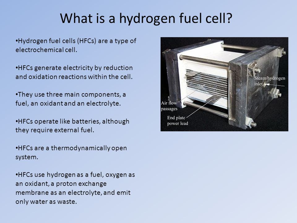 What is a hydrogen fuel cell. Hydrogen fuel cells (HFCs) are a type of electrochemical cell.