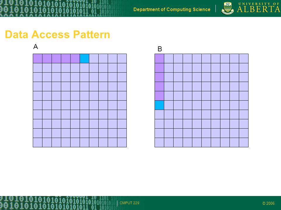 © 2006 Department of Computing Science CMPUT 229 Data Access Pattern A B