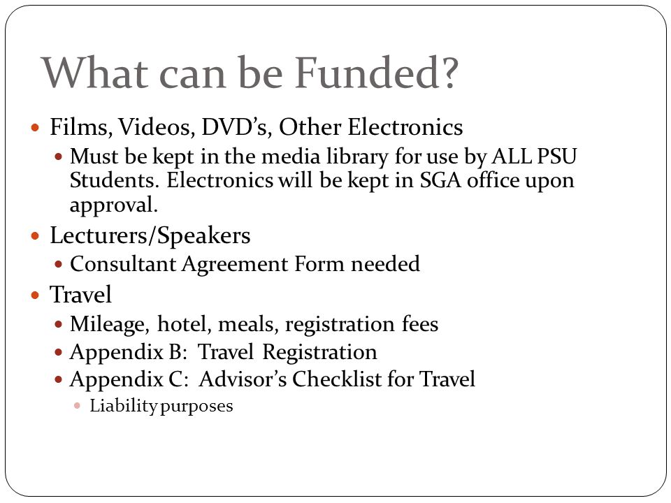 What can be Funded.