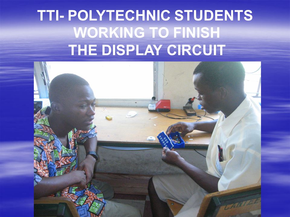 An enthusiastic Polytechnic Student (Gibril) working on a counter ciruit.