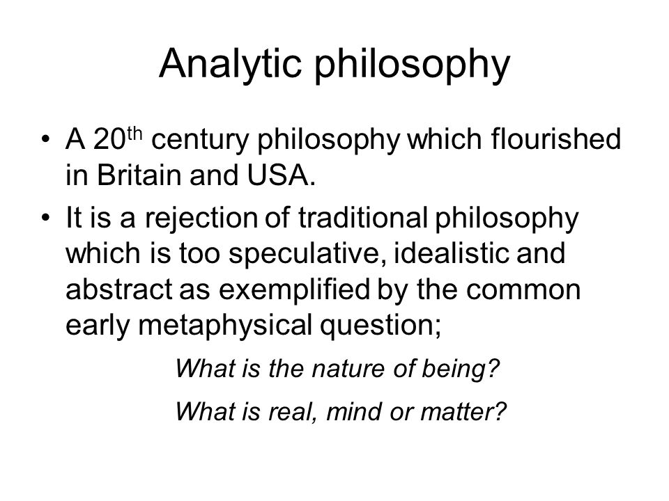 What is Analytic Philosophy?