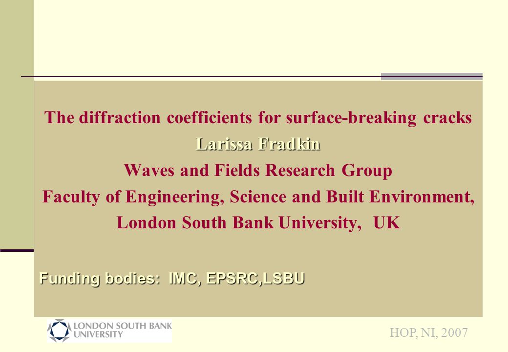 Hop Ni 2007 The Diffraction Coefficients For Surface - 