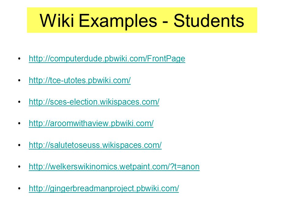 Wiki Examples - Students t=anon