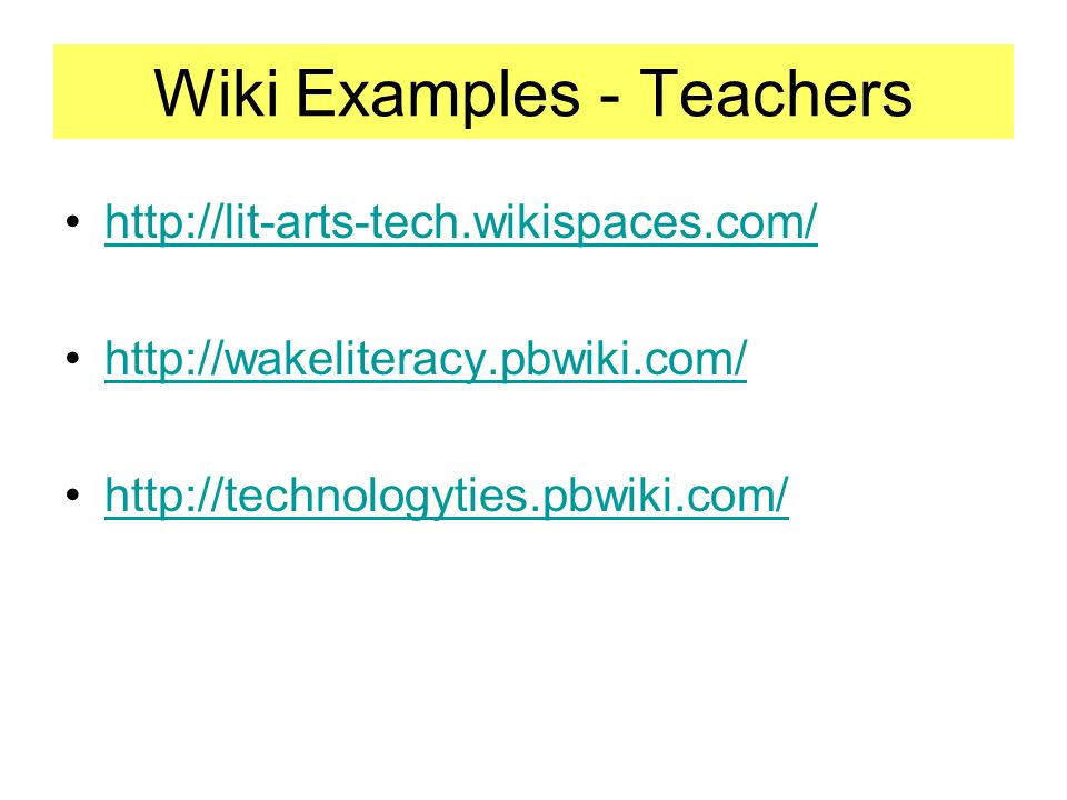Wiki Examples - Teachers