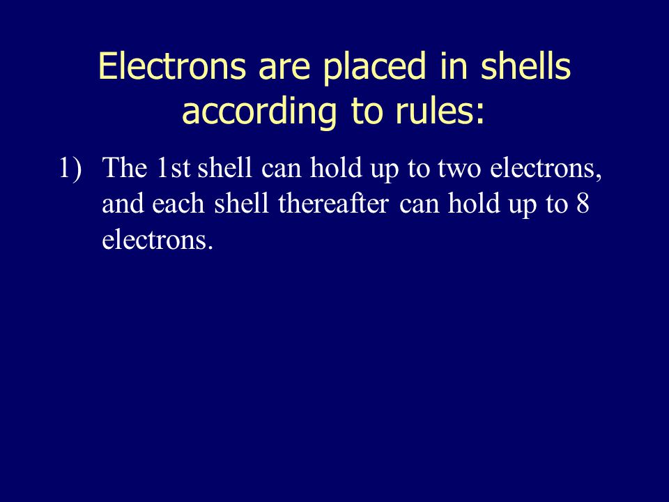 electron shells a)Atomic number = number of Electrons b)Electrons vary in the amount of energy they possess, and they occur at certain energy levels or electron shells.