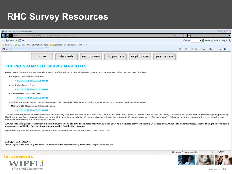 © Wipfli LLP 14 Common RHC Survey Deficiencies (cont.) RHC Survey Resources