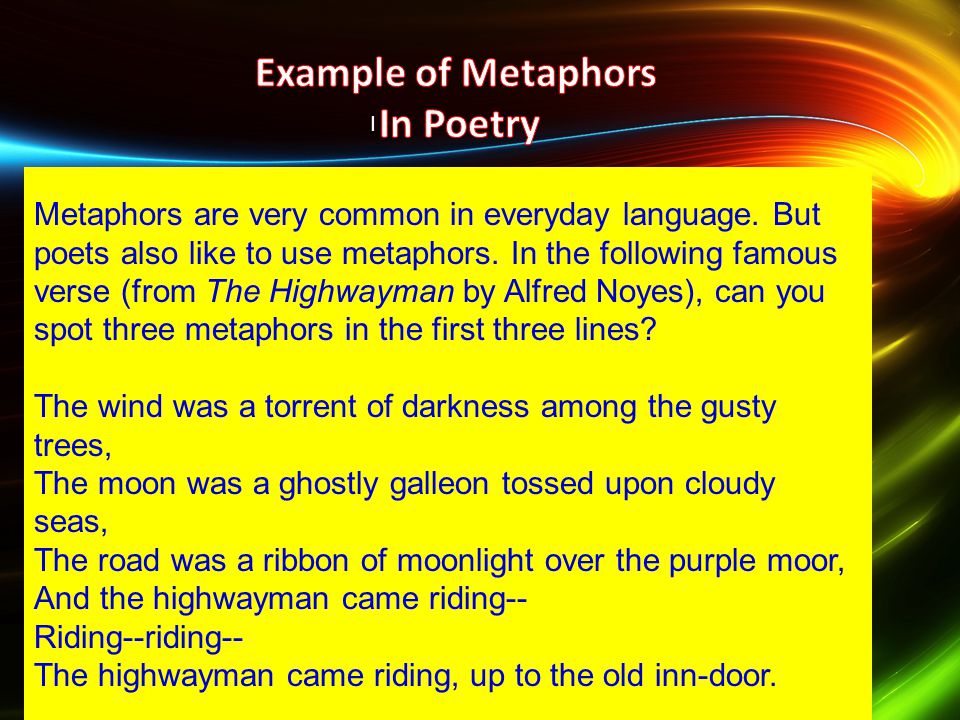 metaphors in the highwayman