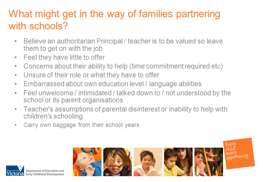 What might get in the way of families partnering with schools.