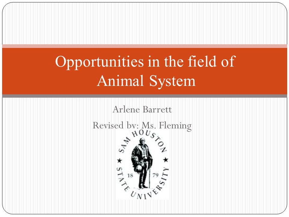 Arlene Barrett Revised by: Ms. Fleming Opportunities in the field of Animal System