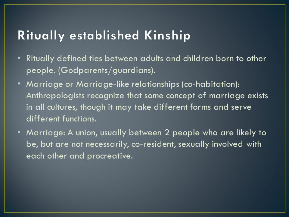 Ritually defined ties between adults and children born to other people.