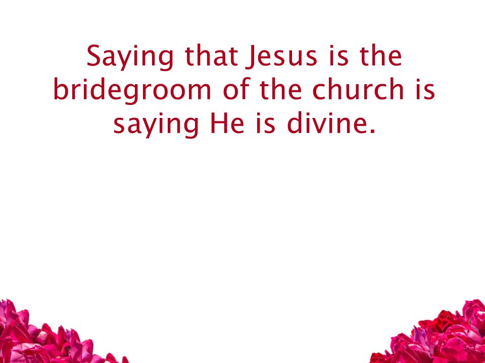 Saying that Jesus is the bridegroom of the church is saying He is divine.