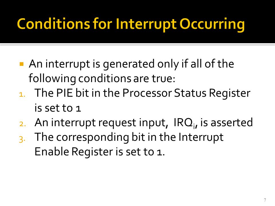  An interrupt is generated only if all of the following conditions are true: 1.