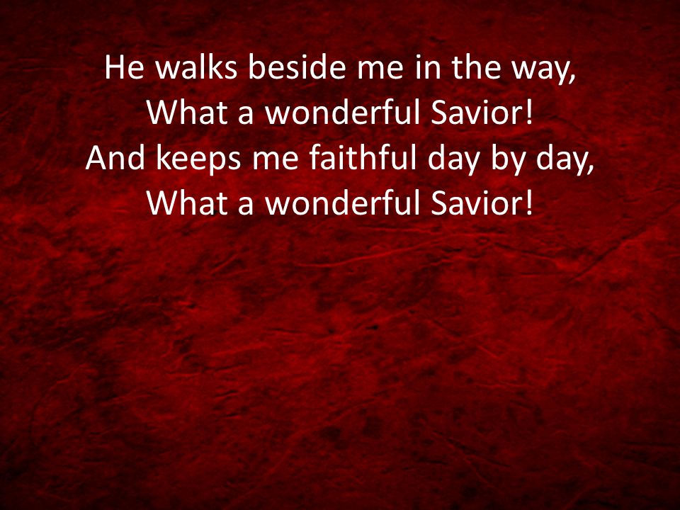 He walks beside me in the way, What a wonderful Savior.