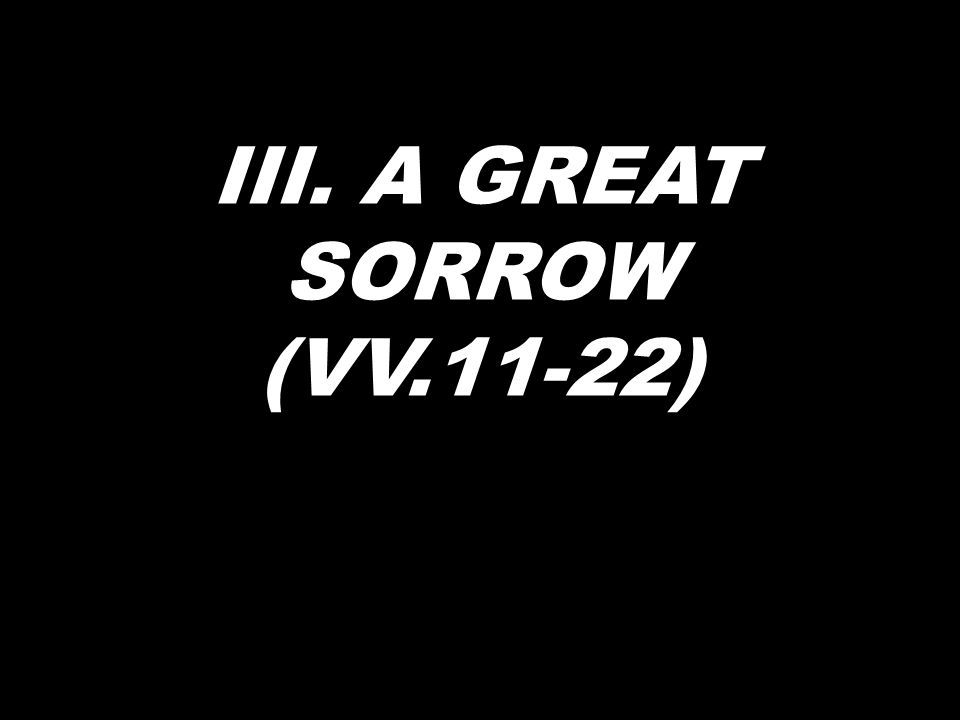 III. A GREAT SORROW (VV.11-22)