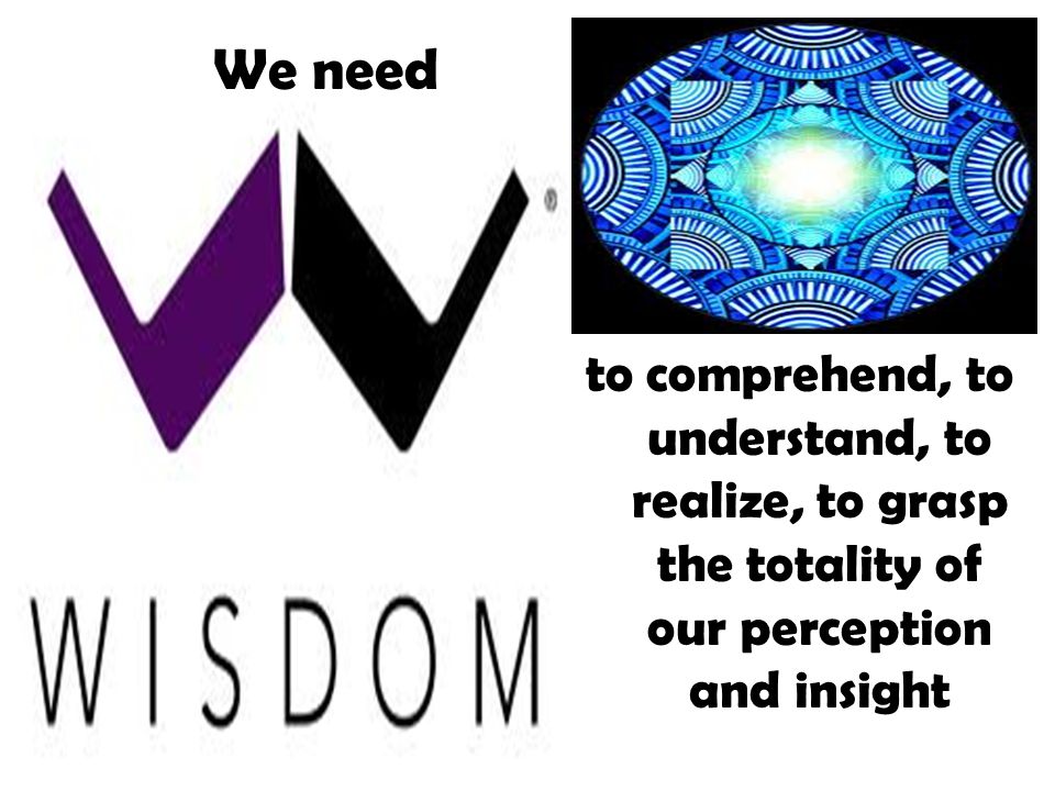 We need to comprehend, to understand, to realize, to grasp the totality of our perception and insight