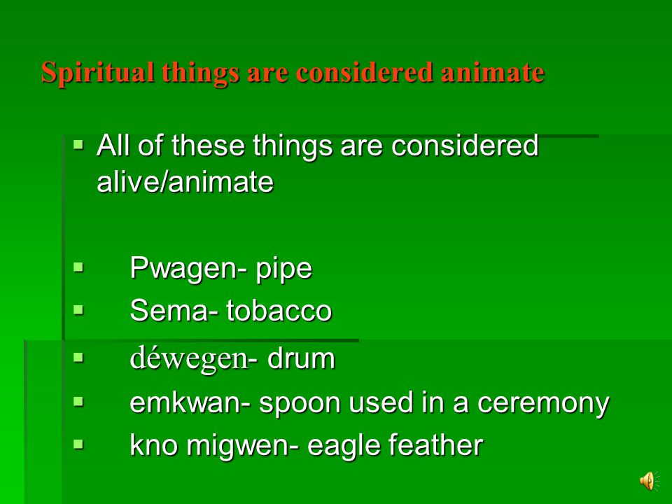 Animacy and Inanimacy The world is broken up into animate or inanimate in  Potawatomi Basically this means things are either alive or not  . - ppt download