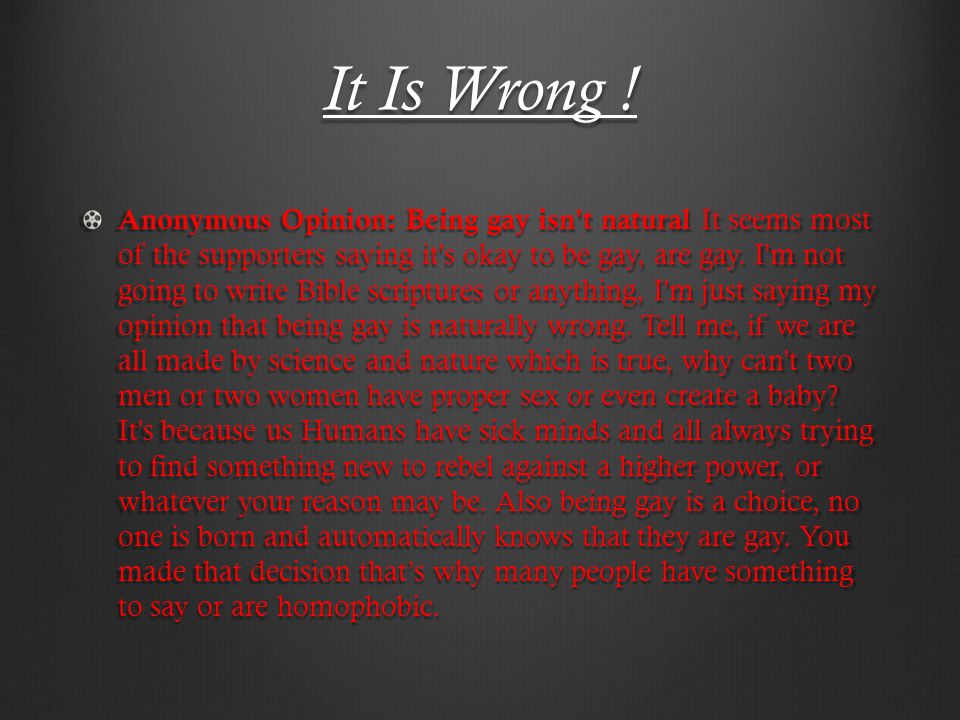 It Is Wrong .