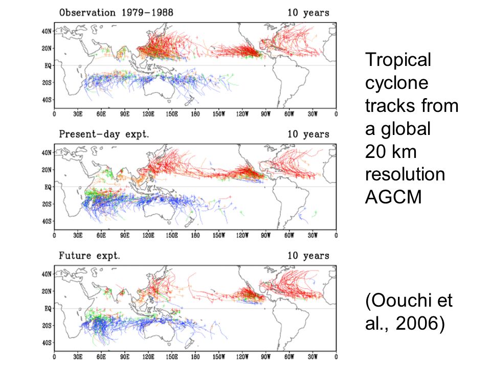 Tropical cyclone tracks from a global 20 km resolution AGCM (Oouchi et al., 2006)