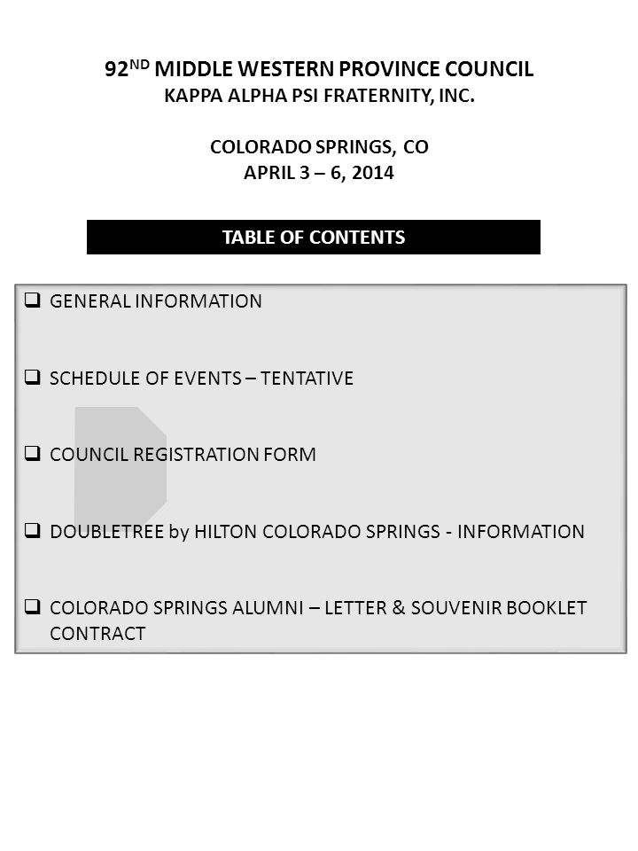 MIDDLE WESTERN PROVINCE Host Colorado Springs (CO) Alumni Omicron Pi  Chapter OFFICIAL REGISTRATION BOOKLET. - ppt download
