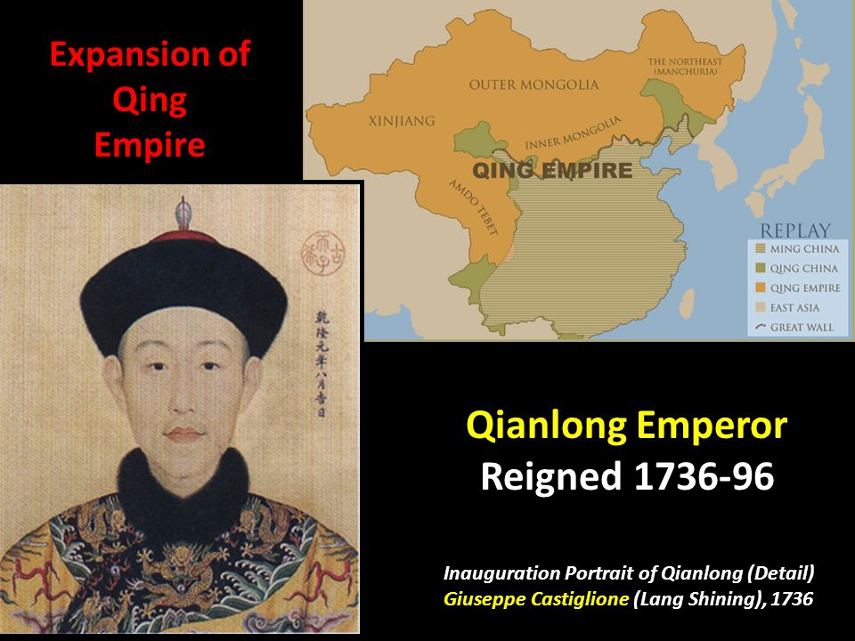 Qianlong Emperor Reigned Inauguration Portrait of Qianlong (Detail) Giuseppe Castiglione (Lang Shining), 1736 Expansion of Qing Empire