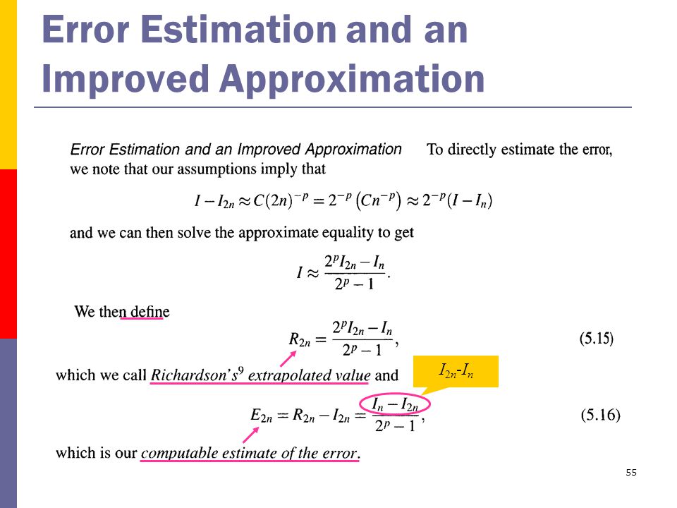 55 Error Estimation and an Improved Approximation I2n-InI2n-In