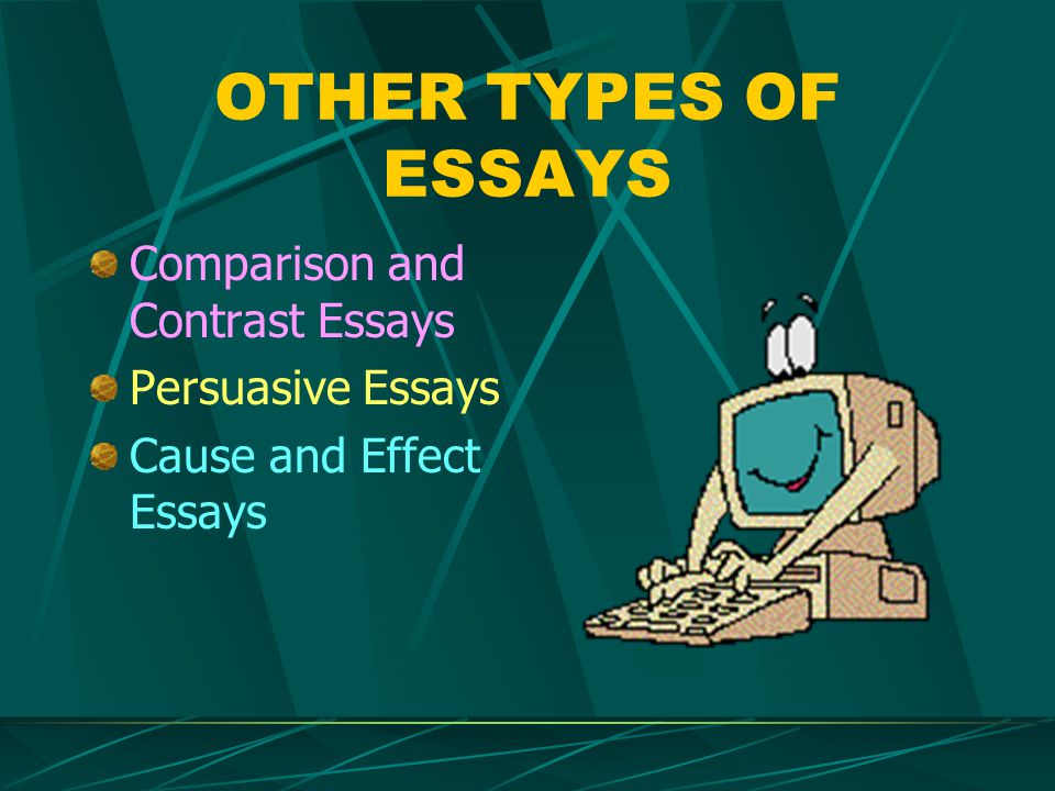 OTHER TYPES OF ESSAYS Comparison and Contrast Essays Persuasive Essays Cause and Effect Essays