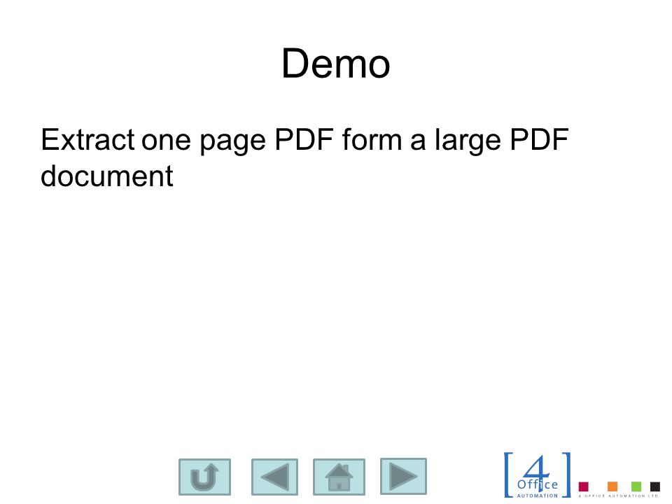 Demo Extract one page PDF form a large PDF document
