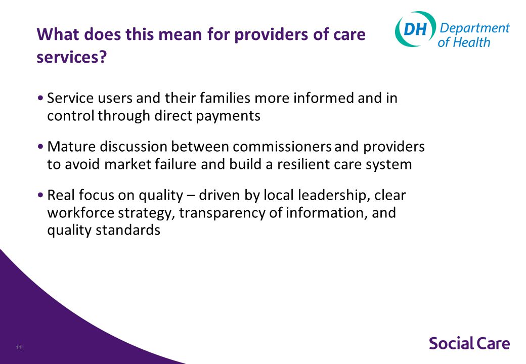 11 What does this mean for providers of care services.
