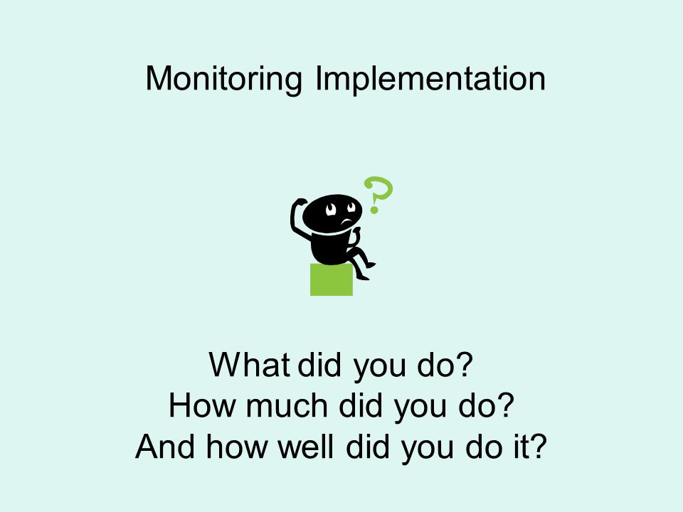 Monitoring Implementation What did you do How much did you do And how well did you do it