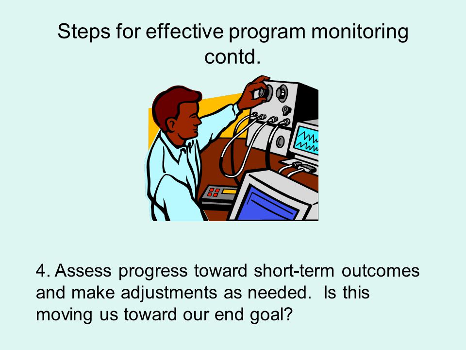 Steps for effective program monitoring contd. 4.