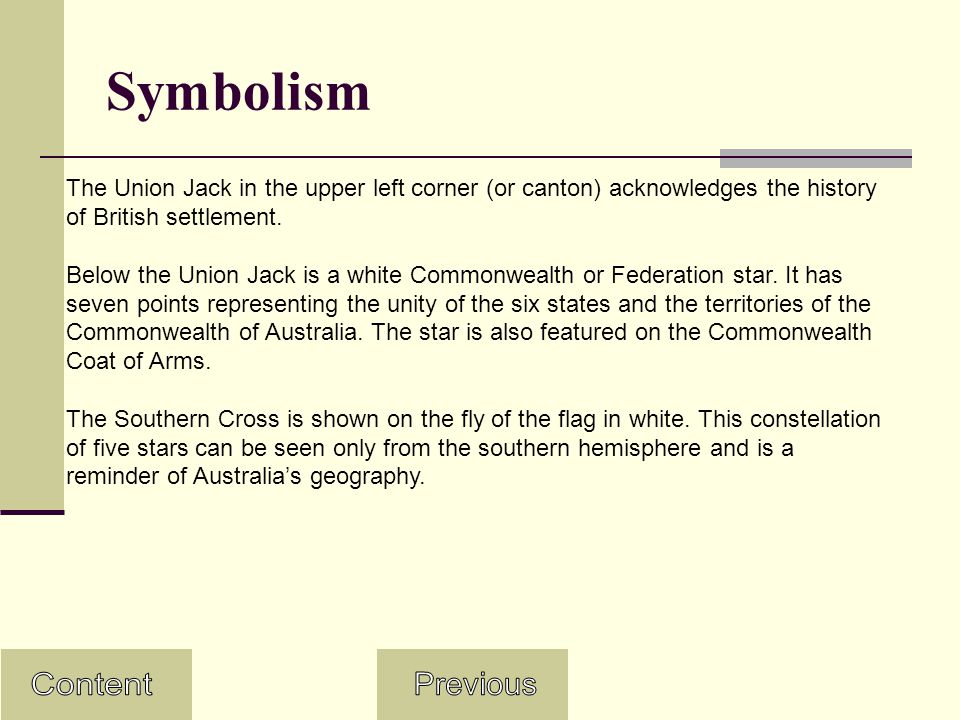 Content Symbolism Australian National Flag Day Flag of Australia Flag of  Australia (Construction) Links. - ppt download