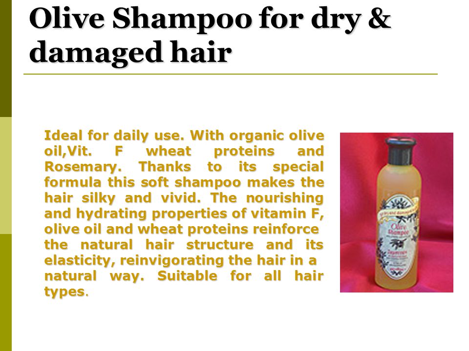 Olive Shampoo for dry & damaged hair Ideal for daily use.