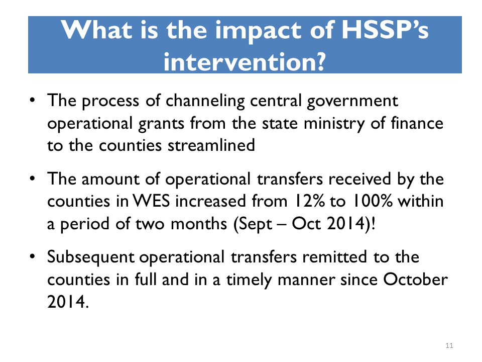 What is the impact of HSSP’s intervention.