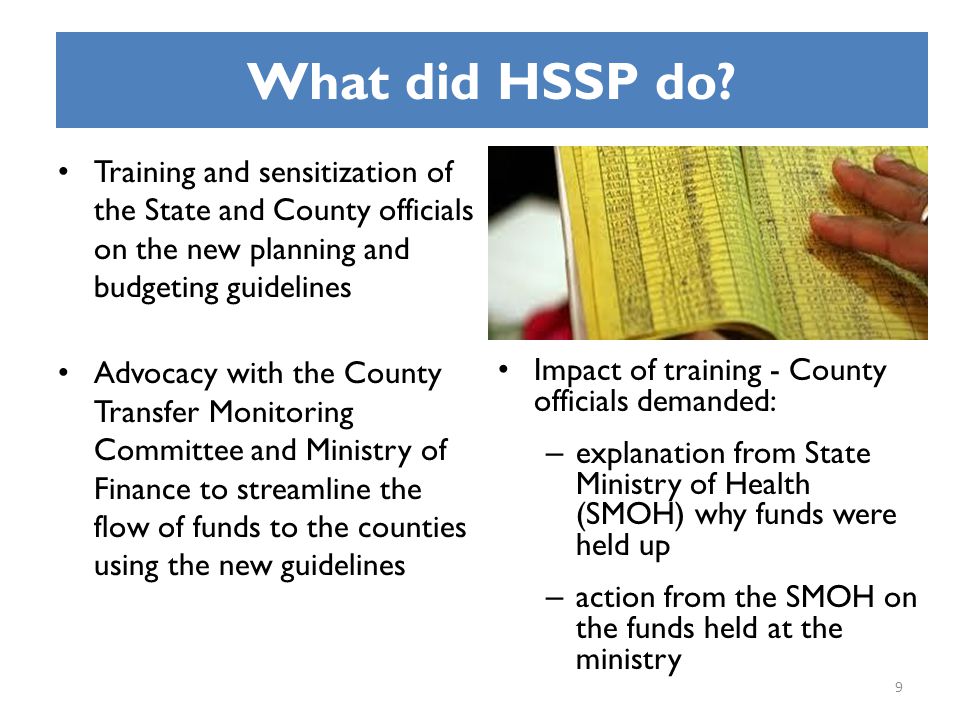 What did HSSP do.