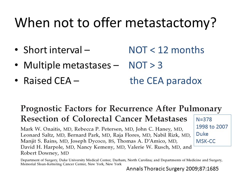 When not to offer metastactomy.