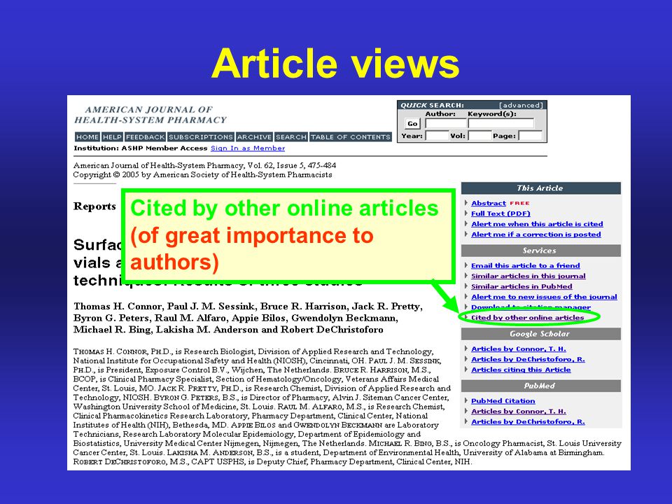Article views Cited by other online articles (of great importance to authors)
