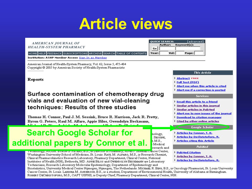 Article views Search Google Scholar for additional papers by Connor et al.