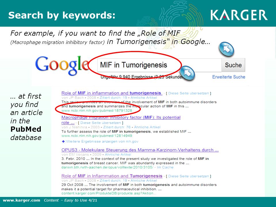 A short guide to the many medical topic research possibilities provided by KARGER KARGER Content – Easy to Use Welcome  Content... 