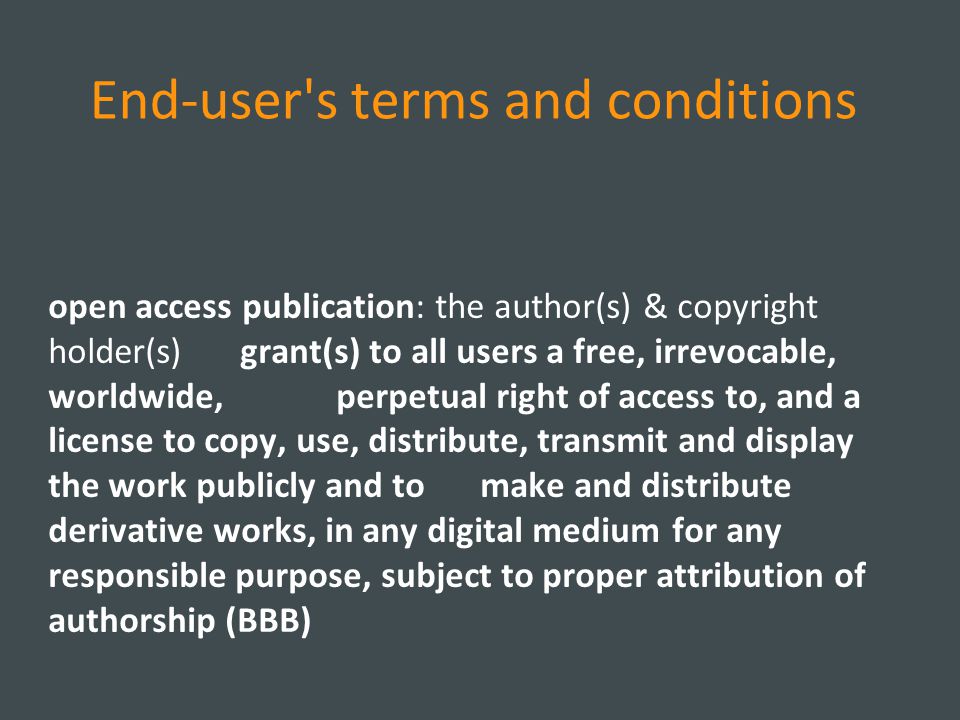 End-user s terms and conditions open access publication: the author(s) & copyright holder(s) grant(s) to all users a free, irrevocable, worldwide, perpetual right of access to, and a license to copy, use, distribute, transmit and display the work publicly and to make and distribute derivative works, in any digital medium for any responsible purpose, subject to proper attribution of authorship (BBB)