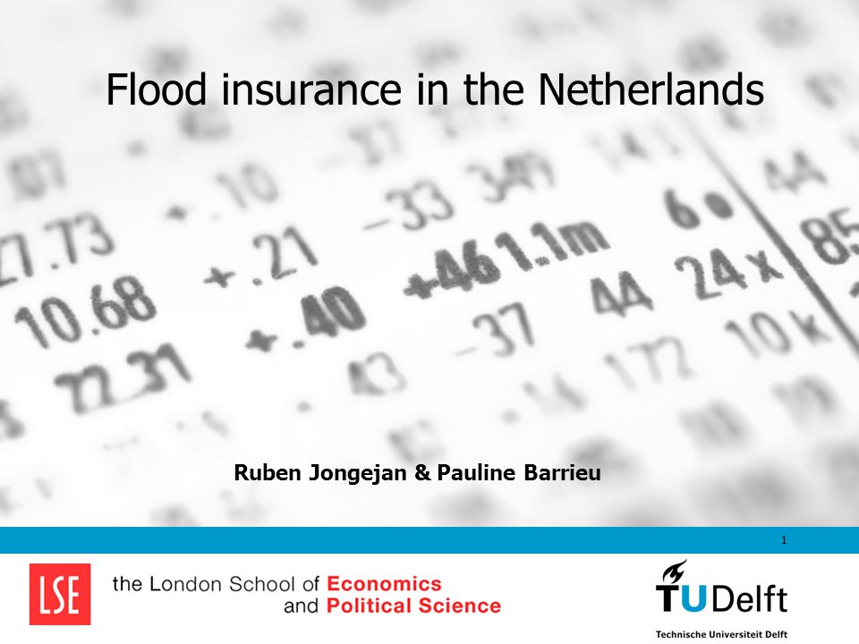 May 6, Flood insurance in the Netherlands Section of Hydraulic Engineering, RiskCentre Ruben Jongejan & Pauline Barrieu