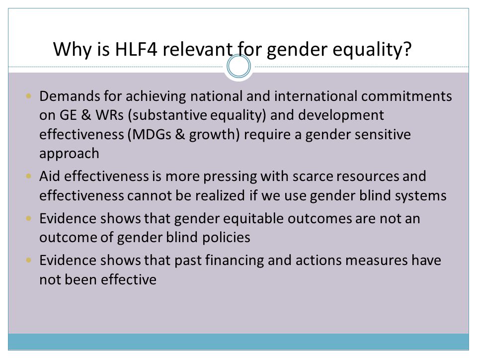 Why is HLF4 relevant for gender equality.