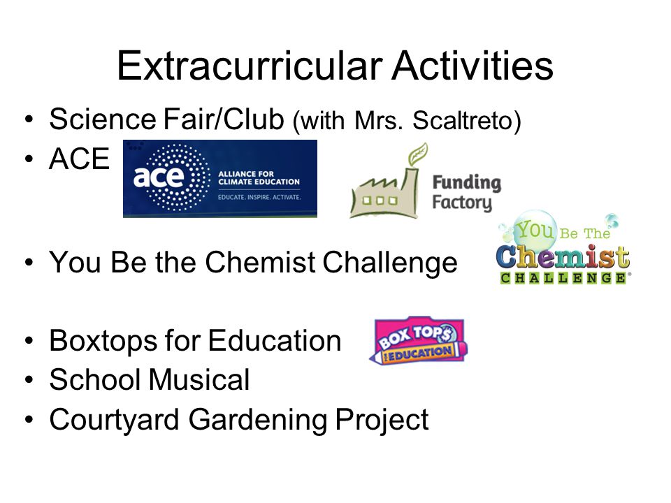 Extracurricular Activities Science Fair/Club (with Mrs.