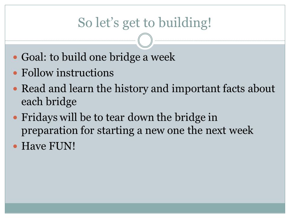 So let’s get to building.