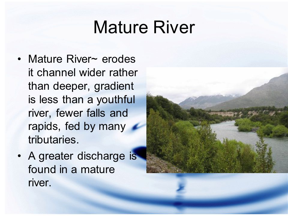 Youthful river vs mature river share Something youthful river vs mature river